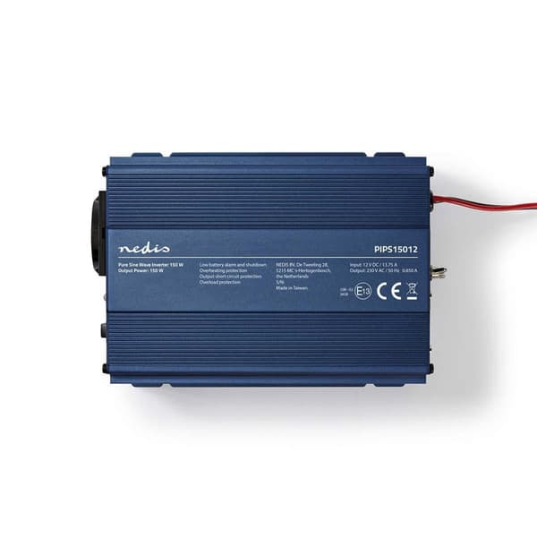 Invertteri Puhdas Siniaalto | Tulojännite: 12 V DC | Laitteen lähtövirran liittimet: Type F (CEE 7/3) | 230 V AC 50 Hz | 150 W | Lähtöliitännän huippu