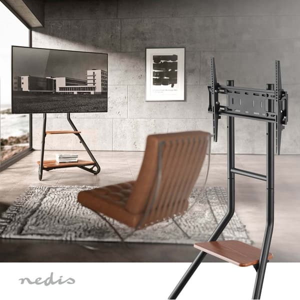 Golvstativ | 37 - 75 " | Maximal skärmvikt som stöds: 40 kg | Bauhaus Design | Justerbar förinställda höjder | MDF / Stål | Brun / Svart