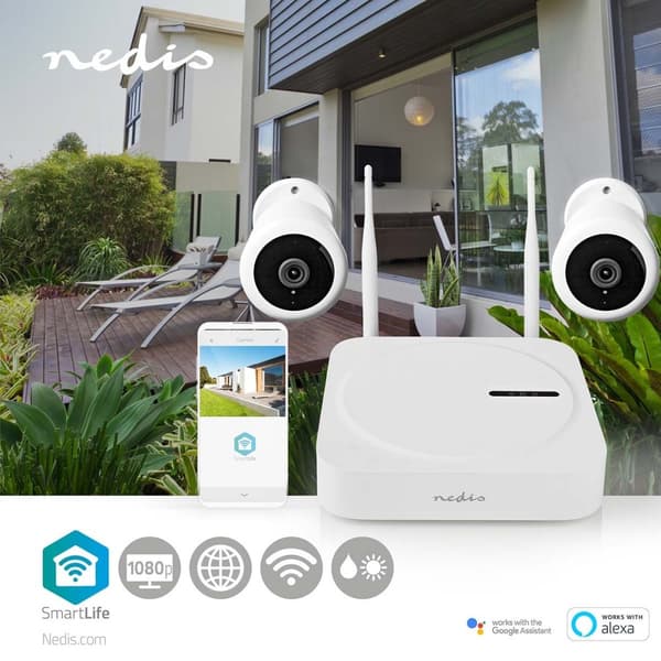 SmartLife trådløst kamerasystem | 2x Kamera | Full HD 1080p | IP65 | Nattesyn | Hvid