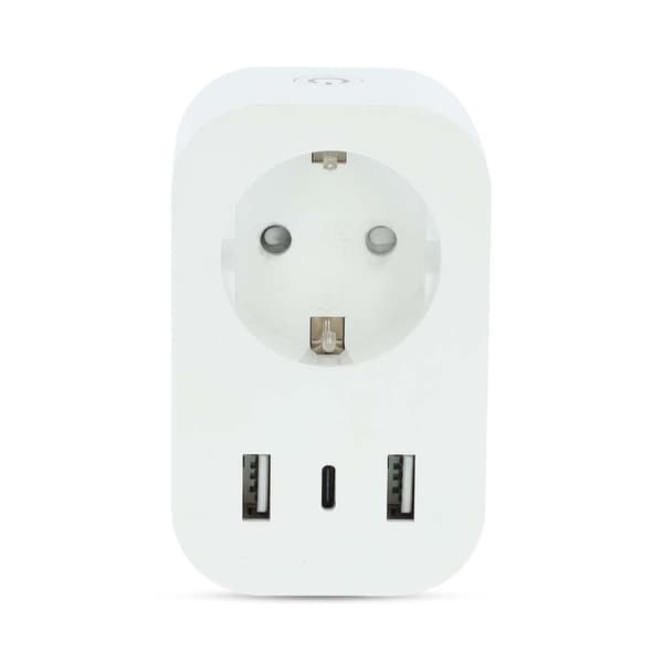 SmartLife Älypistorasia | Wi-Fi | IP21 | Virtamittari | 3680 W | Type F (CEE 7/7) / 1x USB-C™ / 2x USB | 0 - 55 °C | Android™ / IOS | Valkoinen | 1 kp