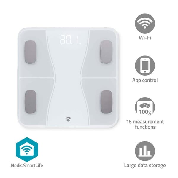 SmartLife Personvægt | Bluetooth® | Ben / BMI / BMR / Fedt / Muskler / Vand / Vægt | 12 | Maksimal belastning: 180 kg | Android™ / IOS | ABS / Glas |