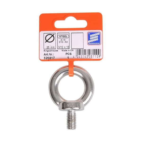 Ringbult M10. A4 RVS AISI 316