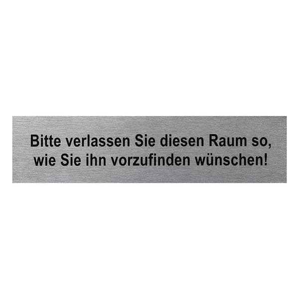 Dørskilt i aluminium " Bitte verlassen Sie diesen Raum " 160x40mm