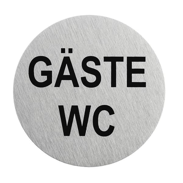 Dörrskylt i aluminium "Gäste WC" Ø75mm