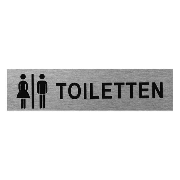 Dørskilt i aluminium " Frau / Mann Toiletten " 160x40mm