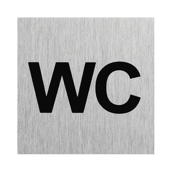 Dørskilt i aluminium "WC" 60x60mm