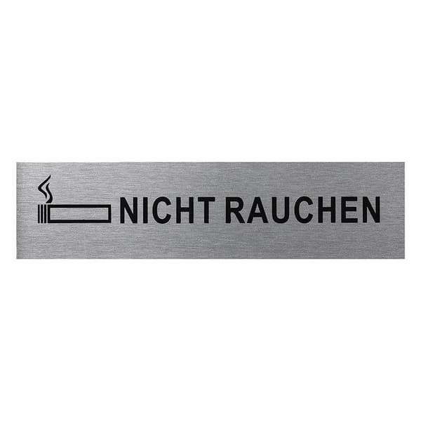 Dørskilt i aluminium " Nicht Rauchen " 160x40mm