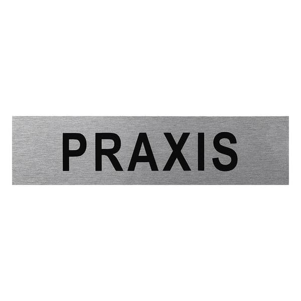 Dørskilt i aluminium " Praxis " 160x40mm