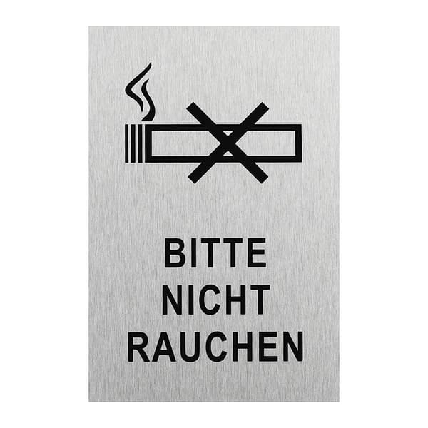 Dørskilt i aluminium " Bitte nicht Rauchen " 150x100mm