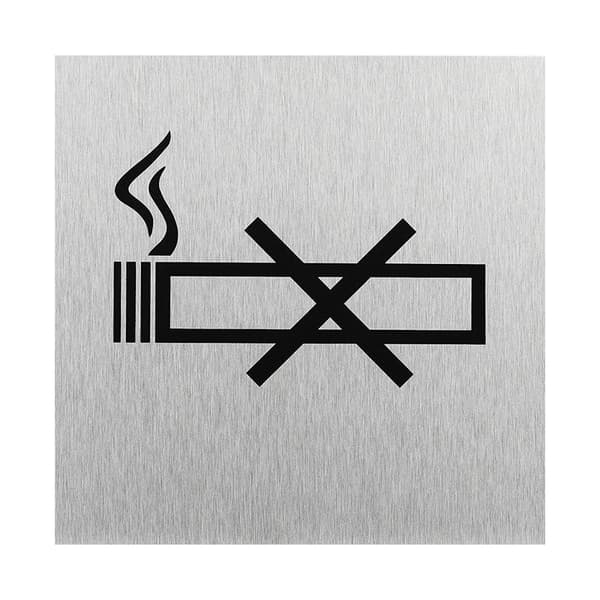 Aluminiumsdørskilt " piktogram røyking forbudt " 120x120mm