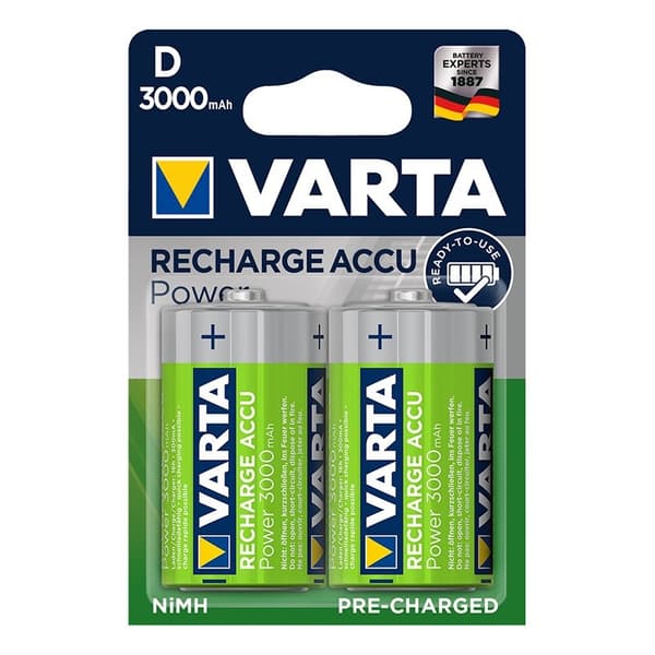 Varta Recharge Accu Power batterier D 3000 mAh 2 stk i blisterpakning