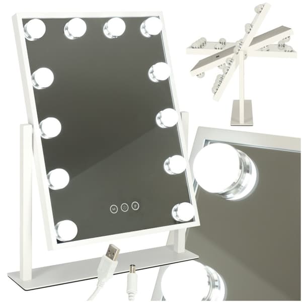 LED sminkespeil med USB-pærer 30x40cm