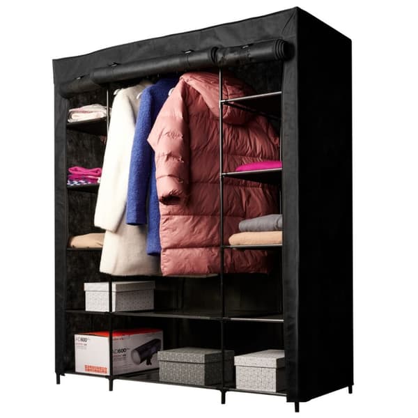 Stof foldegarderobe tekstilgarderobe XXL sort