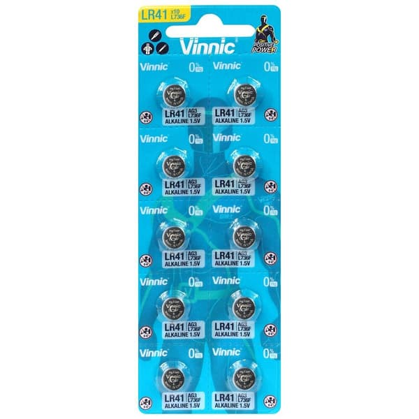 Vinnic knap batteri LR41 LR736 pris pr 10 stk.