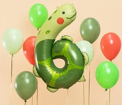 Folie fødselsdagsballon nummer \6\" - Skildpadde 75x96 cm"