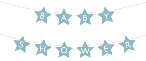 Bannerikyltti baby shower -tähdille vaaleansininen 290cm x 16,5cm