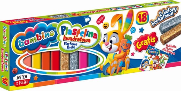 BAMBINO Plasticine firkant 18 farger
