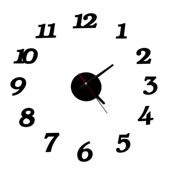 Vægur sort 12 timer