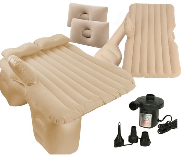 Bilseng madrass oppblåsbar + pump beige