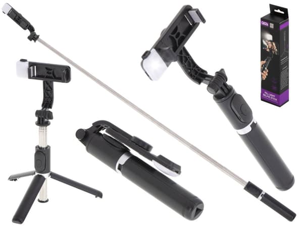 Selfie stick lampa stativ svart stativ