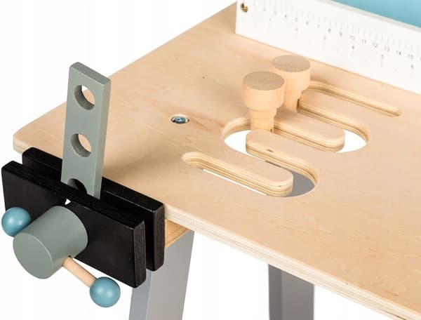 Puinen työpajapöytä työkaluineen 32 elementtiä Ecotoys