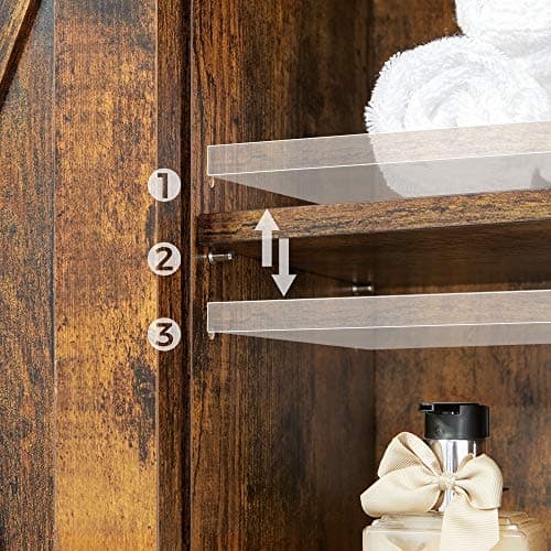 Pladsbesparende over-toiletstativ med hylder og skab