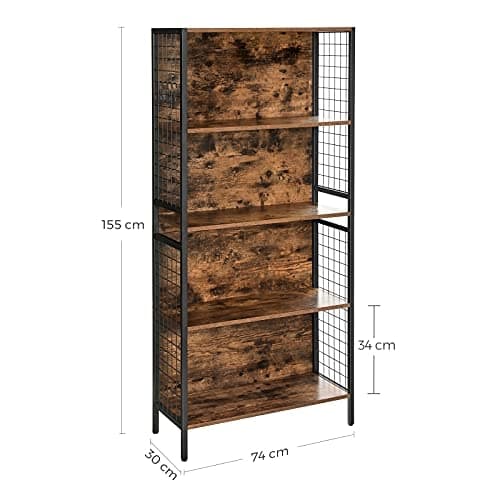 Elegant matsort reol med rustikke brune hylder