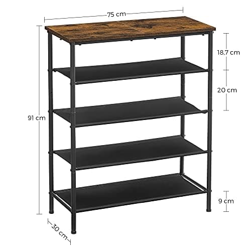 Alsidigt skostativ med spånpladetop og 4 hylder