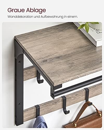 3-i-1 garderobe med kroker, hylle og hengestang
