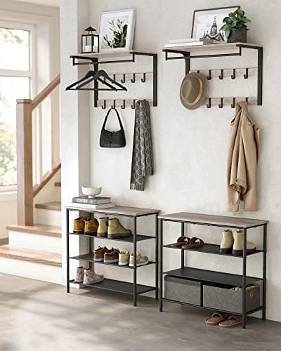3-i-1 garderobe med kroker, hylle og hengestang