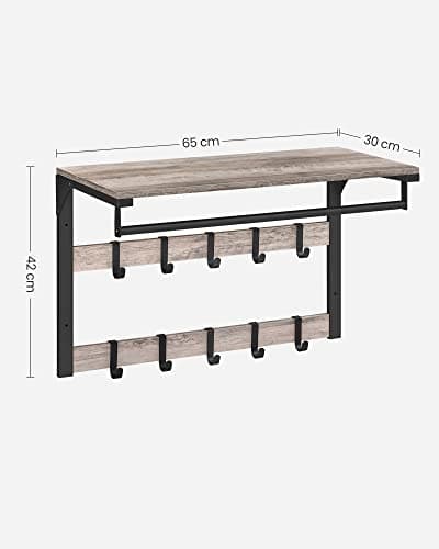 3-i-1 garderobe med kroker, hylle og hengestang