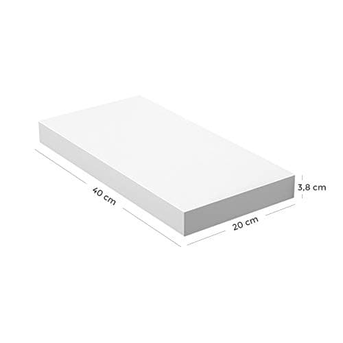 Moderne hvit flytende vegghylle, 40cm, Rommer 10-15kg