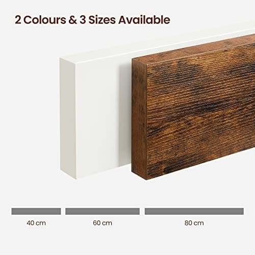 Rustik brun svævende væghylde - 60cm, Holder 10-15kg