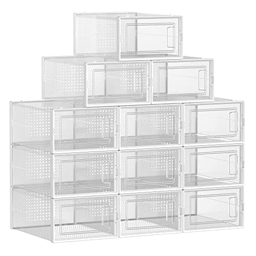 12-Pack transparente stablebare skoesker med klare dører