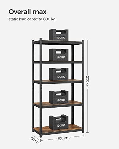 Heavy Duty rustikk hylleenhet, justerbar, anti-tip-sett