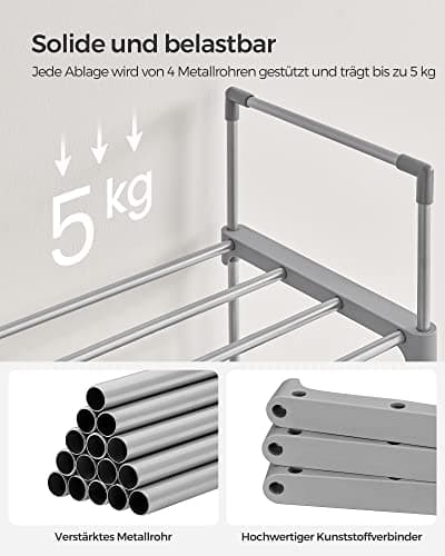 10-lags slankt skostativ, plass til 20 par, grå