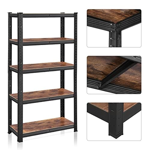Robust justerbar hyllenhet med rustik brun finish