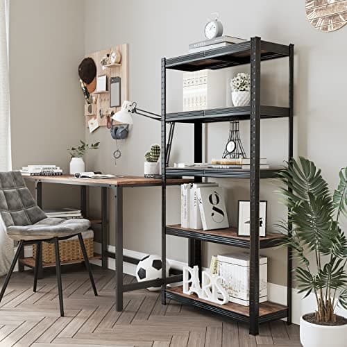 Robust justerbar hyllenhet med rustik brun finish