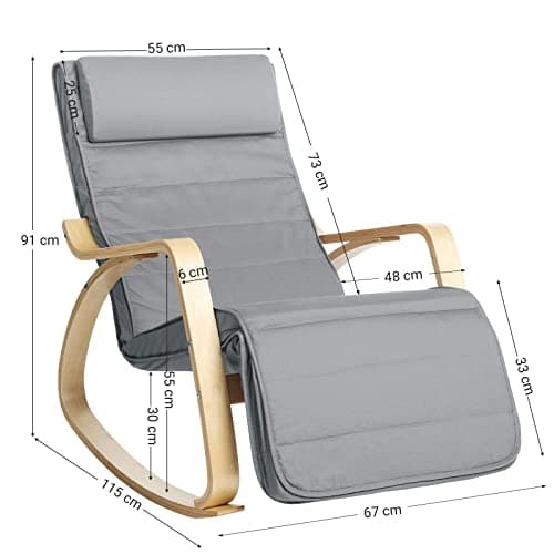 Ergonomisk gyngestol i træ med justerbar fodstøtte