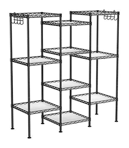 5-lags justerbar baderomshylle i metall, 30x30 cm