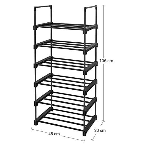 Pladsbesparende skostativ med 6 hylder - Robust jernbeholder