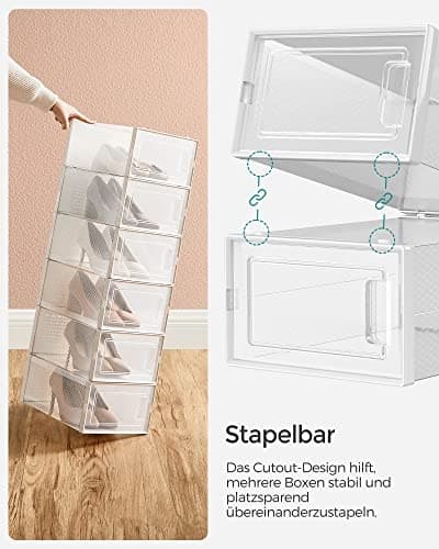 8-pack gennemsigtige skoæsker med klar frontlåge