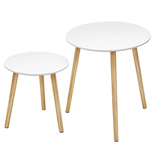 Minimalistinen valkoinen sisäkkäispöytäsetti, helppo koota