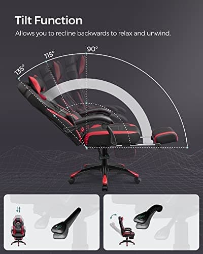 Ergonomisk spillestol med fodstøtte og lændestøtte