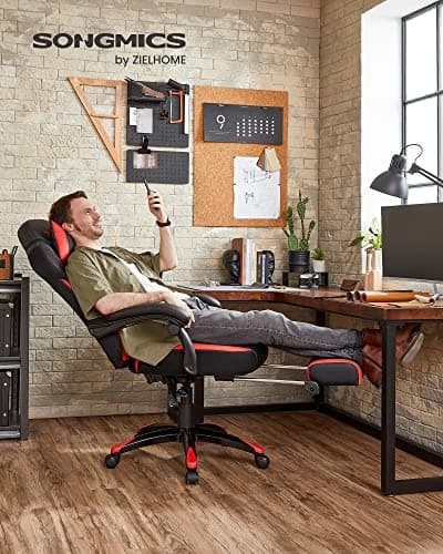 Ergonomisk spillestol med fodstøtte og lændestøtte