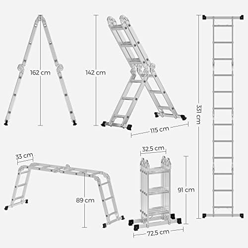 Multi-Purpose aluminiumsstige - Trygg, stabil, 150 kg kapasitet