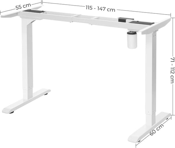 Elektrisk højdejusterbar skrivebordsramme, 71-112 cm, belastning 100 kg