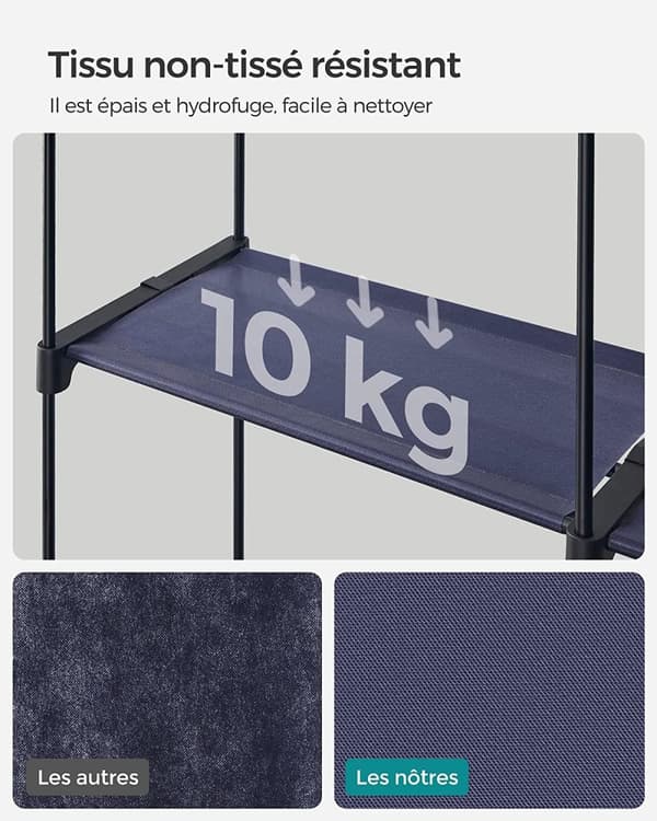 Romslig garderobe med skinner og hyller, enkel montering