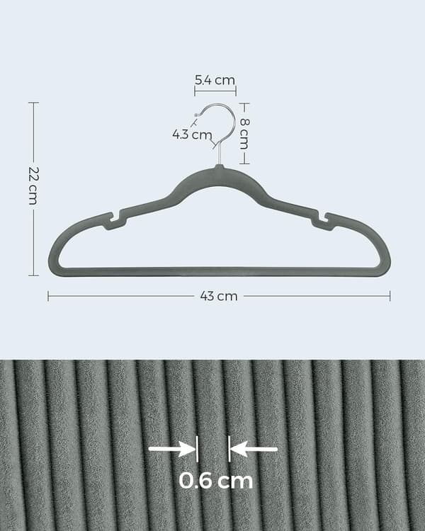 Velvet Anti-Slip Hangers med Skulder Hakk, 30-Pack