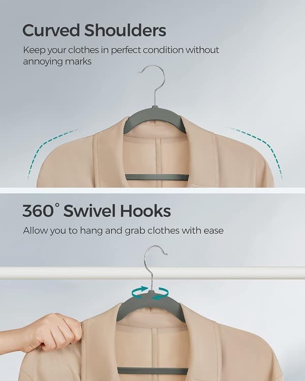 Velvet Anti-Slip Hangers med Skulder Hakk, 30-Pack